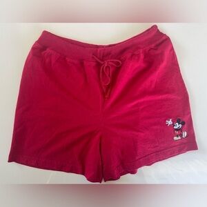 Embroidered red Mickey Mouse lounge shorts